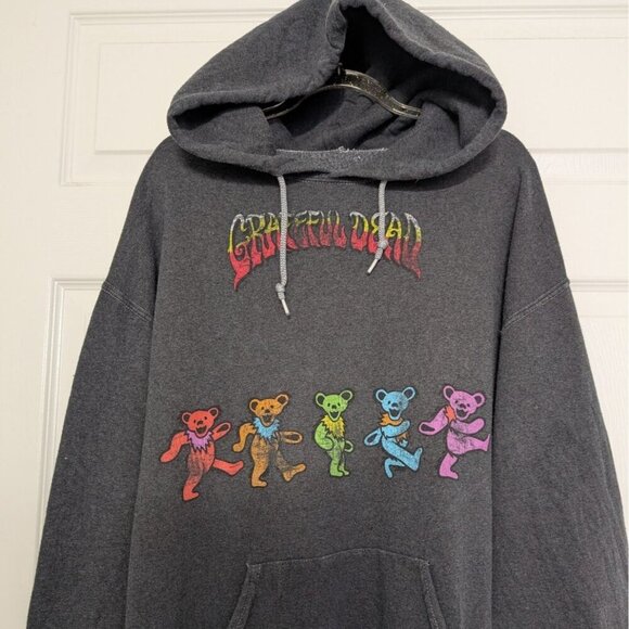 Grateful Dead Dancing Bears Graphic Hoodie Mens Size Medium Gray Sweatshirt - Picture 2 of 9